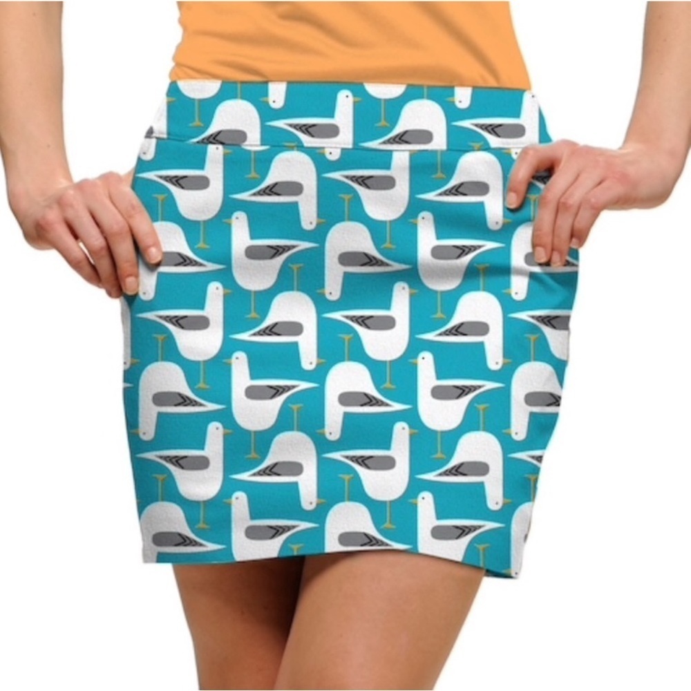 LOUDMOUTH LADIES Sz 8 Resort Coastal Bay Blue Seagull Bird Whimsical Golf Skort